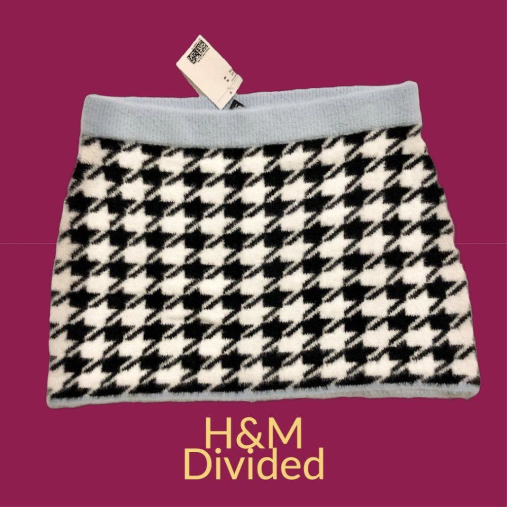 NWT 2pc - H&M DIVIDED CROPPED SWEATER set | Houndstooth Sweater Vest & Skirt - Picture 4 of 10